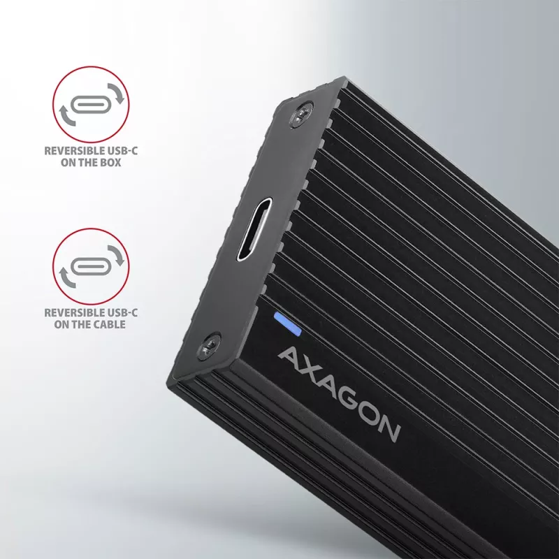 Caixa externa Axagon EEM2-GTR USB-C 3.2 Gen 2 em metal para SSD M.2 NVMe