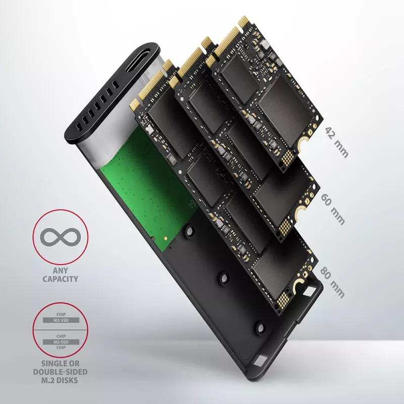 Caixa para SSD Axagon EEM2-SBC USB-C 3.2 Gen 2 preto M.2