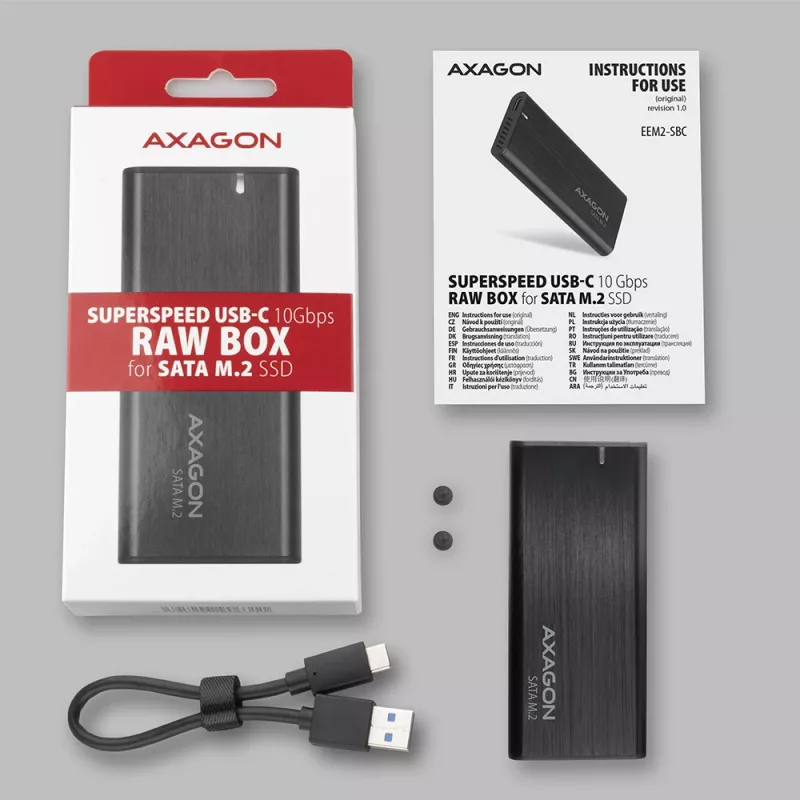 Caixa para SSD Axagon EEM2-SBC USB-C 3.2 Gen 2 preto M.2