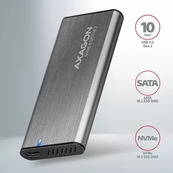 Caixa RAW Axagon EEM2-SG2 SuperSpeed+ USB-C - SSD M.2 NVMe & SATA