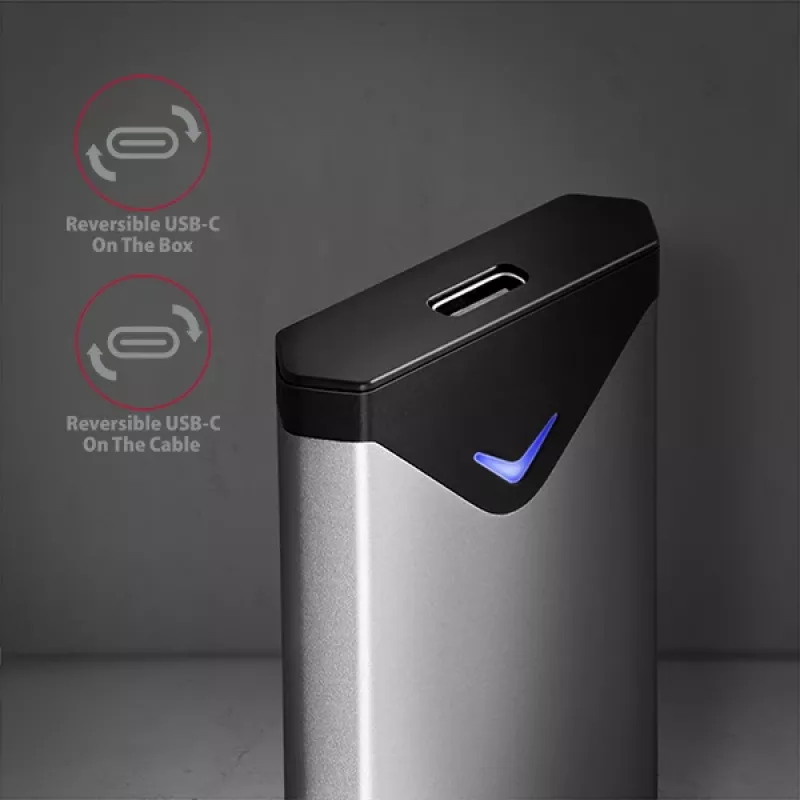 Caixa externa Axagon EEM2-UG2 USB-C 10Gbps em metal para discos SSD M.2 NVMe. prateado