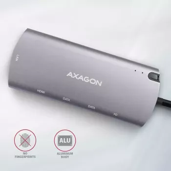 Hub Axagon HMC-6M2 USB 3.2 Gen 1, 2x USB-A, HDMI, RJ-45, SATA M.2, PD 100W, cabo USB-C
