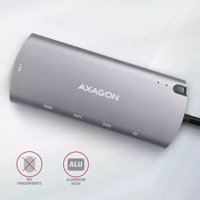 Hub Axagon HMC-6M2 USB 3.2 Gen 1, 2x USB-A, HDMI, RJ-45, SATA M.2, PD 100W, cabo USB-C