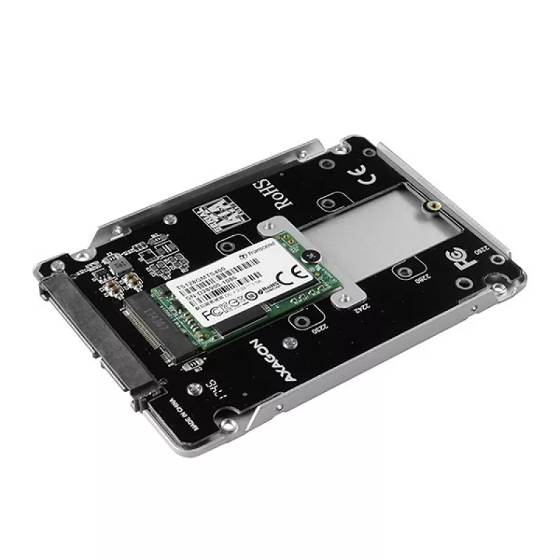 Caixa interna Axagon RSS-M2SD SATA - SSD M.2 SATA, 2,5 polegadas em ALU, prateada