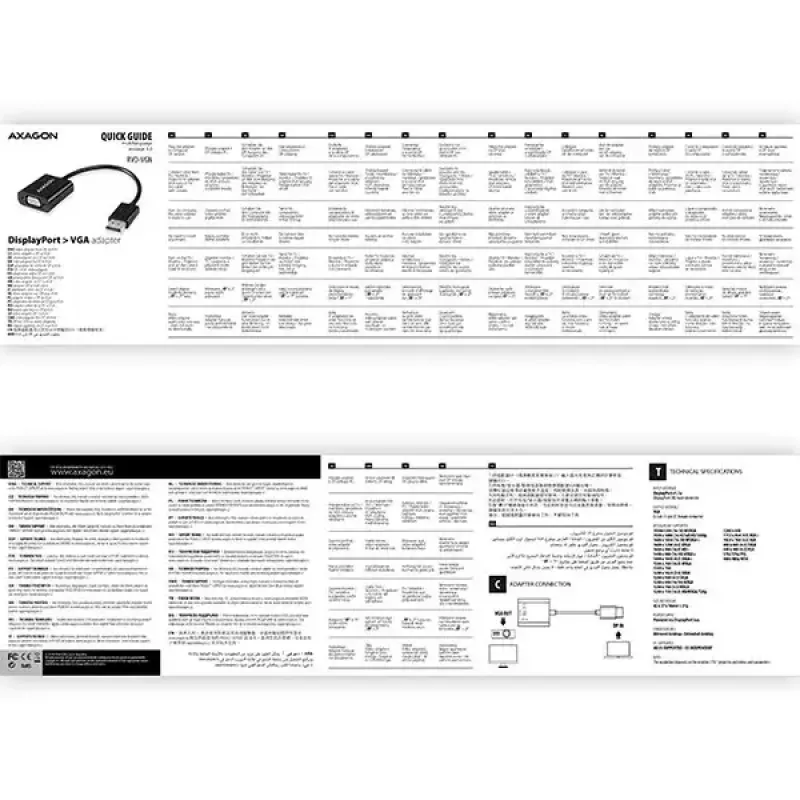 Adaptador de cabo de vídeo Axagon RVD-VGN DisplayPort para VGA 0,16 m