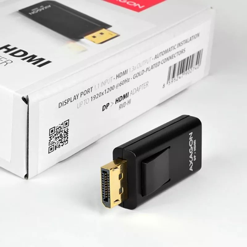 Conversor de cabo macho Axagon RVD-HI DisplayPort para HDMI preto