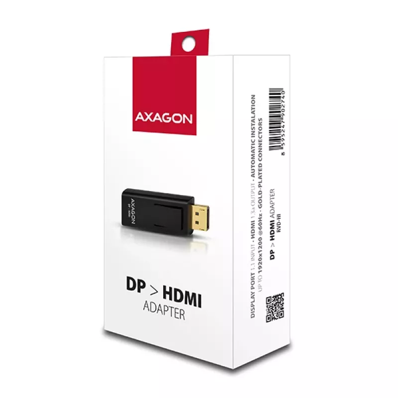 Conversor de cabo macho Axagon RVD-HI DisplayPort para HDMI preto