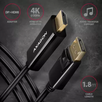 Cabo Axagon RVD-HI14C2 DisplayPort -> HDMI 1.4 1,8m, 4K/30Hz