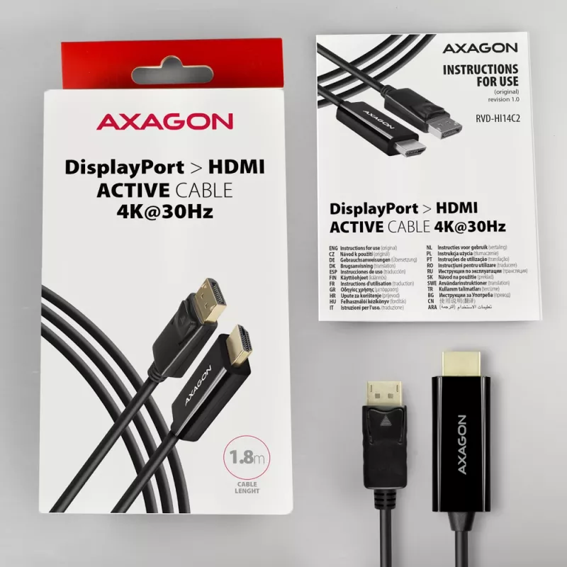 Cabo Axagon RVD-HI14C2 DisplayPort -> HDMI 1.4 1,8m, 4K/30Hz