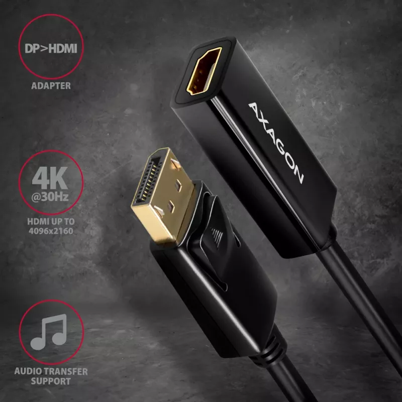 Adaptador Axagon RVD-HI14N DisplayPort -> HDMI 1.4 4K/30Hz