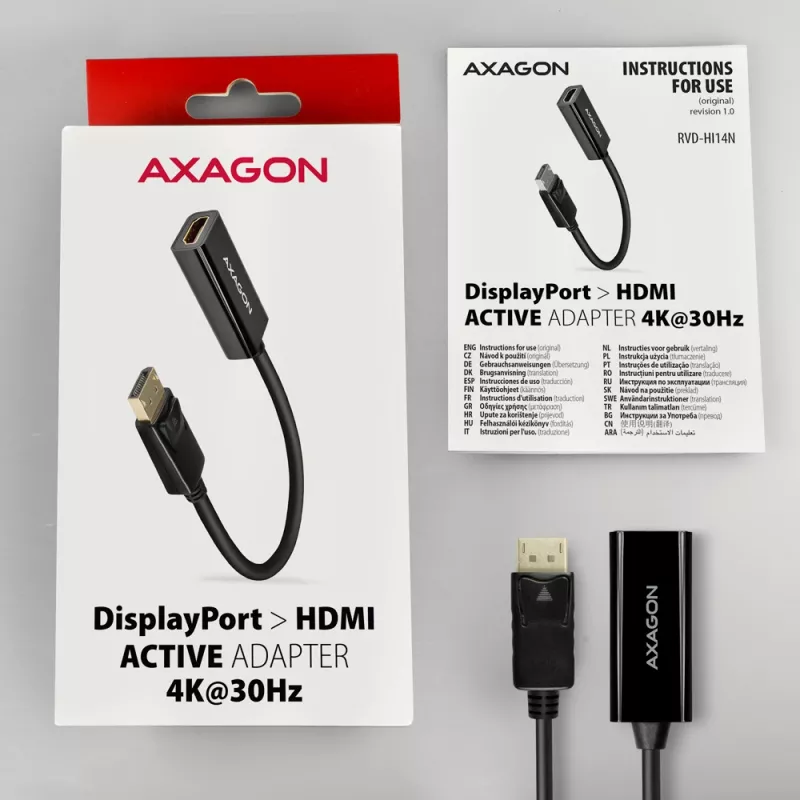 Adaptador Axagon RVD-HI14N DisplayPort -> HDMI 1.4 4K/30Hz