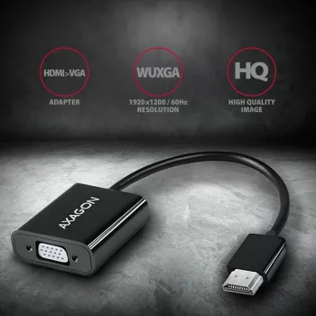 Adaptador Axagon RVH-VGAN HDMI -> VGA FullHD, 1920x1200, saída de áudio, alimentação