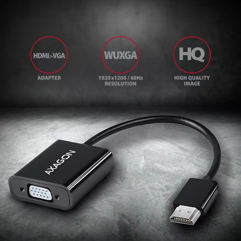 Adaptador Axagon RVH-VGAN HDMI -> VGA FullHD, 1920x1200, saída de áudio, alimentação