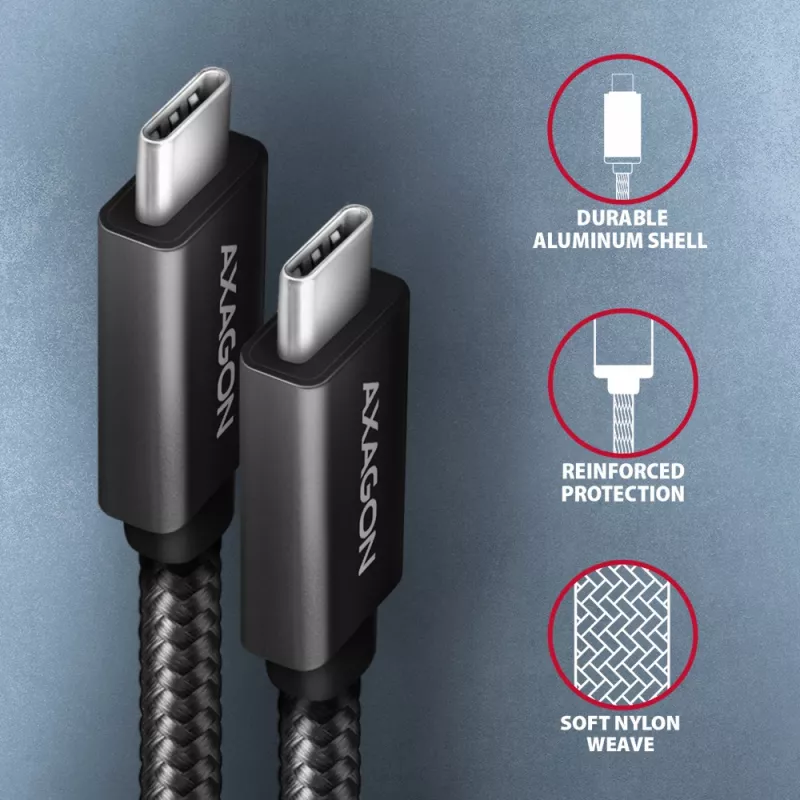 Cabo Axagon BUCM32-CM10AB SPEED+ USB-C USB 20Gbps/100W 1 m