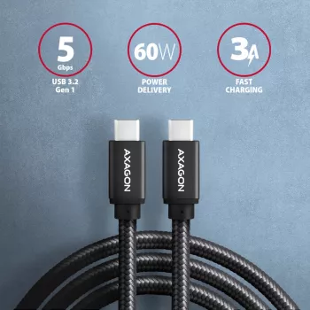 Cabo Axagon BUCM3-CM20AB SPEED USB-C <> USB-C 3.2 Gen 1 2 m