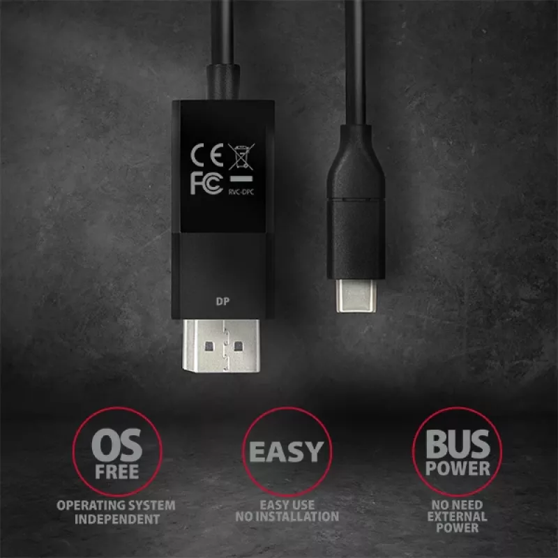Cabo Axagon RVC-DPC USB-C -> DisplayPort 1,8m 4K/60Hz