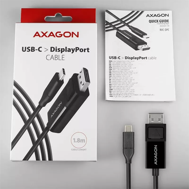 Cabo Axagon RVC-DPC USB-C -> DisplayPort 1,8m 4K/60Hz