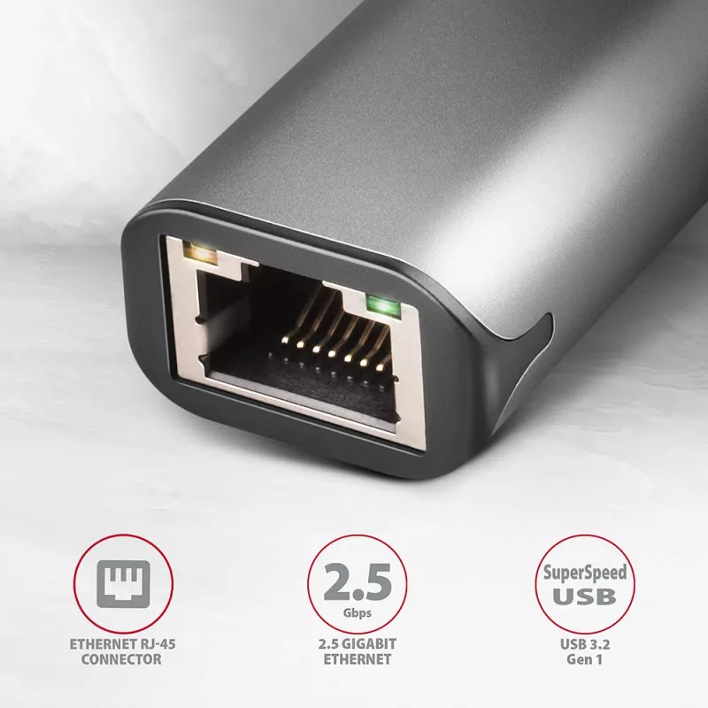AXAGON ADE-25R adaptador USB-A 3.2 Gen 1 para 2,5 Gigabit Ethernet, cinzento
