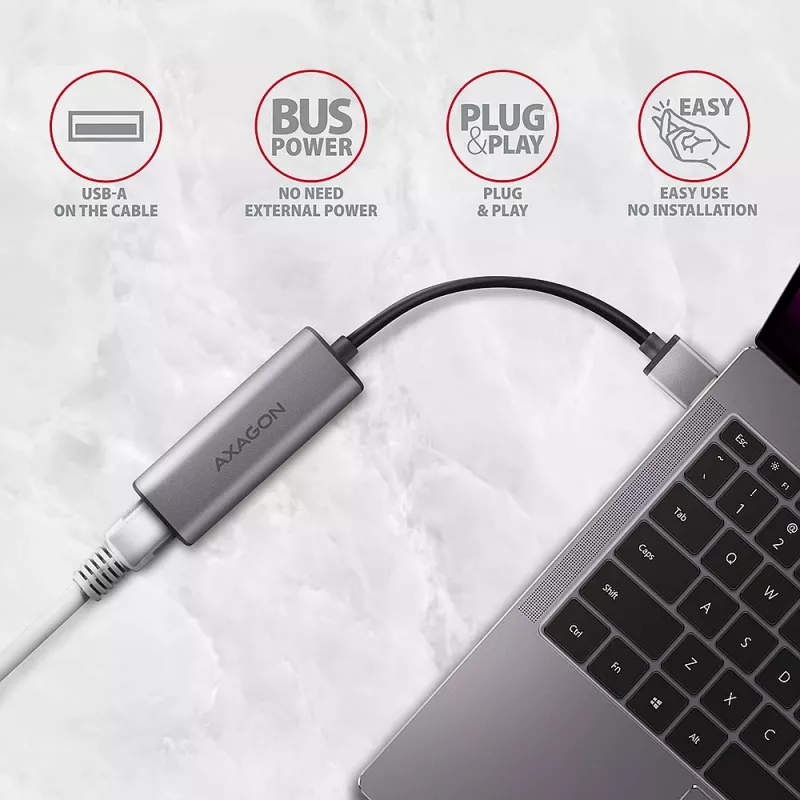 AXAGON ADE-25R adaptador USB-A 3.2 Gen 1 para 2,5 Gigabit Ethernet, cinzento