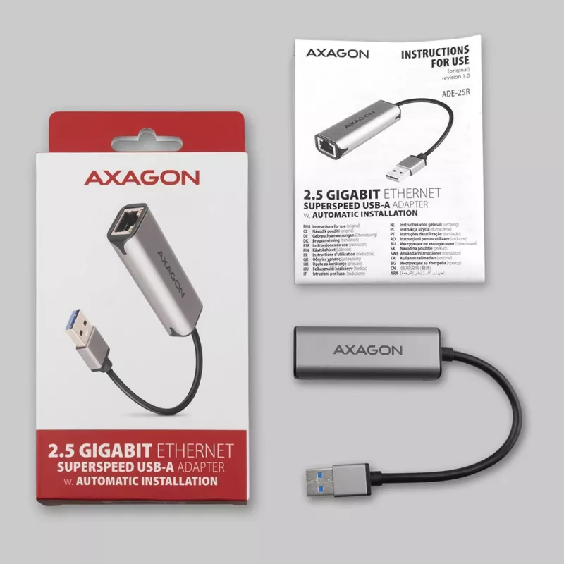 AXAGON ADE-25R adaptador USB-A 3.2 Gen 1 para 2,5 Gigabit Ethernet, cinzento