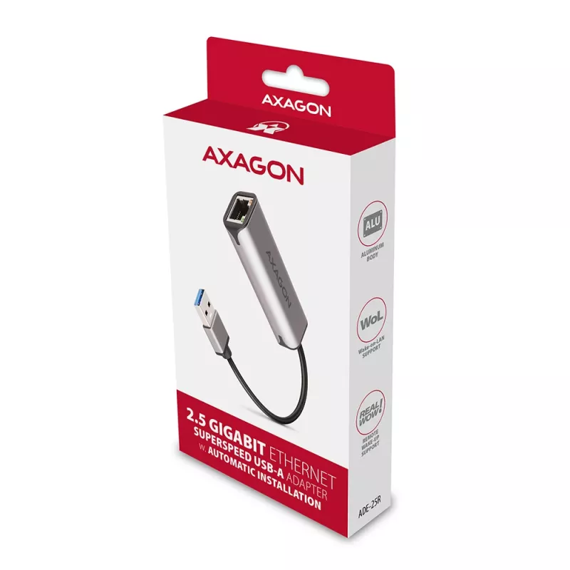 AXAGON ADE-25R adaptador USB-A 3.2 Gen 1 para 2,5 Gigabit Ethernet, cinzento