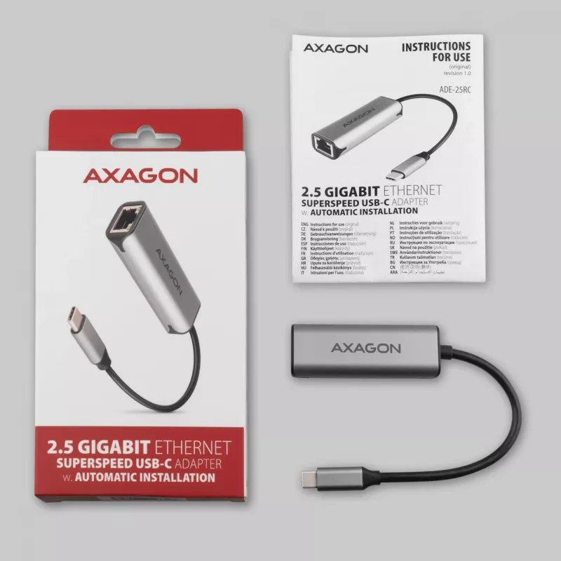 Adaptador Ethernet 2,5 Gigabit Axagon ADE-25RC SuperSpeed USB-C