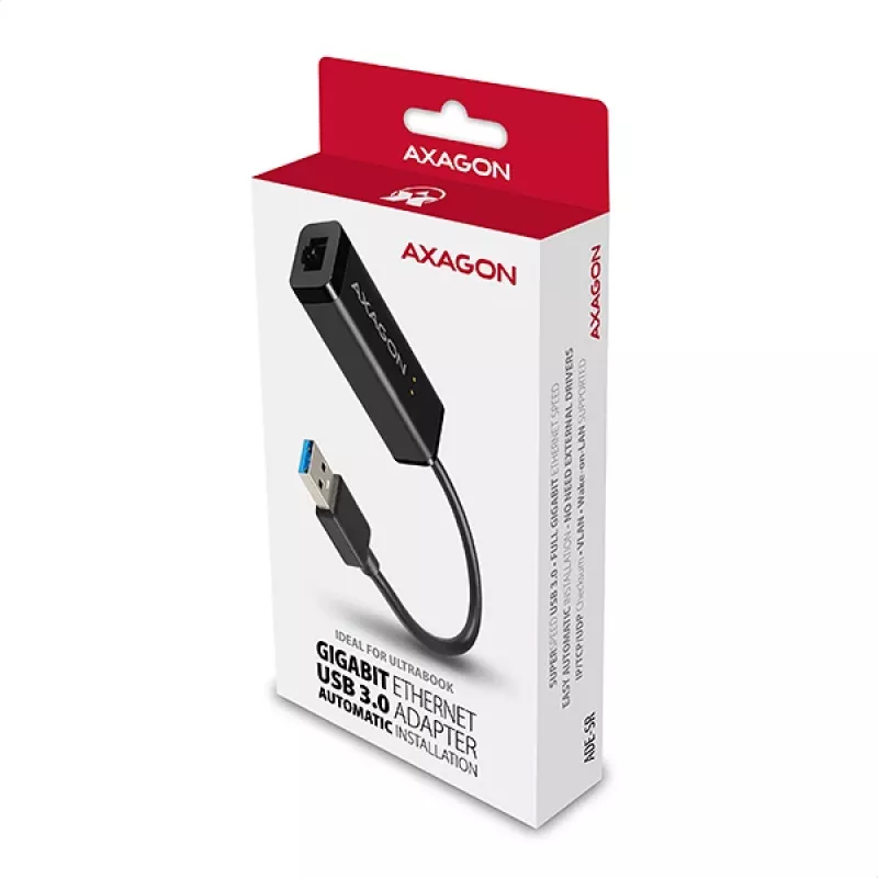 Adaptador Ethernet Gigabit Axagon ADE-SR USB-A, com fios, USB, Ethernet, 1000 Mbit/s, preto