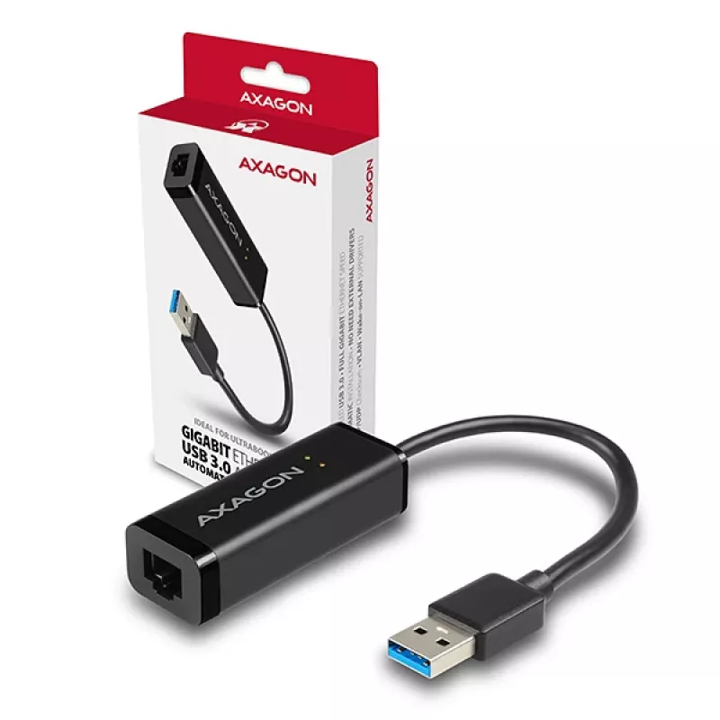 Adaptador Ethernet Gigabit Axagon ADE-SR USB-A, com fios, USB, Ethernet, 1000 Mbit/s, preto