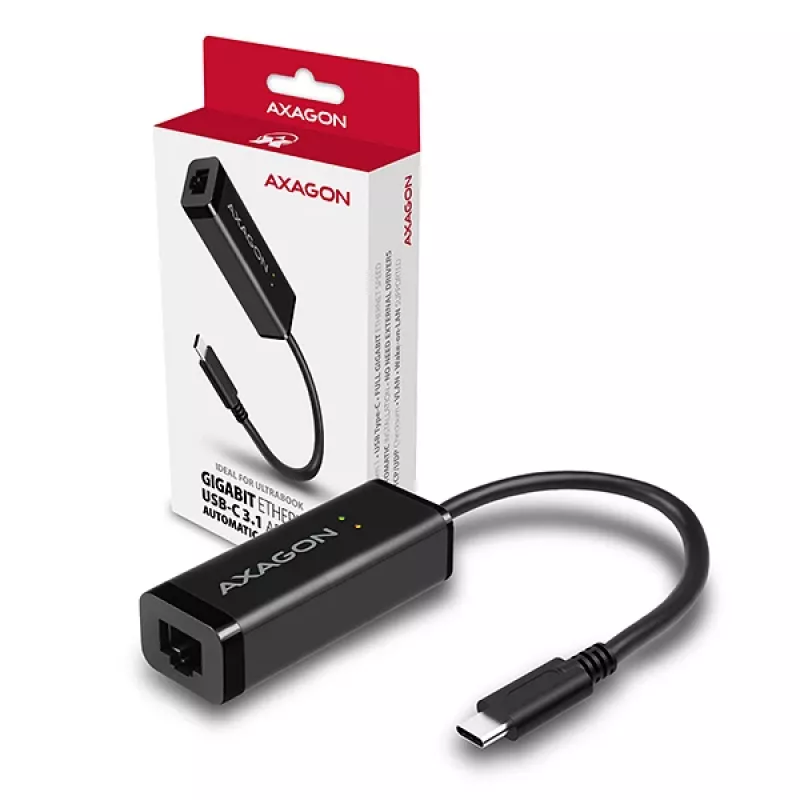 Adaptador Ethernet Gigabit Axagon ADE-SRC USB-C, com fios, USB Type-C, Ethernet, 1000 Mbit/s, preto
