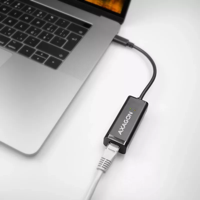 Adaptador Ethernet Gigabit Axagon ADE-SRC USB-C, com fios, USB Type-C, Ethernet, 1000 Mbit/s, preto