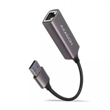 Adaptador USB 3.2 Gen 1 Type-A para Gigabit Ethernet AXAGON ADE-TR — 10/100/1000 Mbps, metal titânio cinzento, 5000 Mbit/s