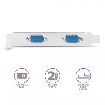 Axagon PCEA-S2N PCIe - adaptador 2x série 250 kbps com SP & LP