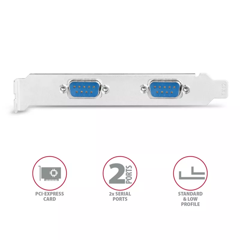 Axagon PCEA-S2N PCIe - adaptador 2x série 250 kbps com SP & LP