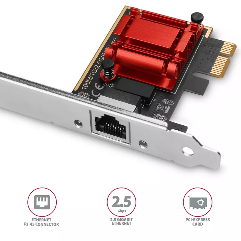 Axagon PCEE-G25 PCIe - adaptador 2.5 Gigabit Ethernet Realtek 8125, PXE, com SP & LP