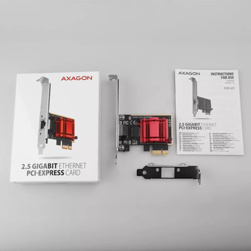 Axagon PCEE-G25 PCIe - adaptador 2.5 Gigabit Ethernet Realtek 8125, PXE, com SP & LP