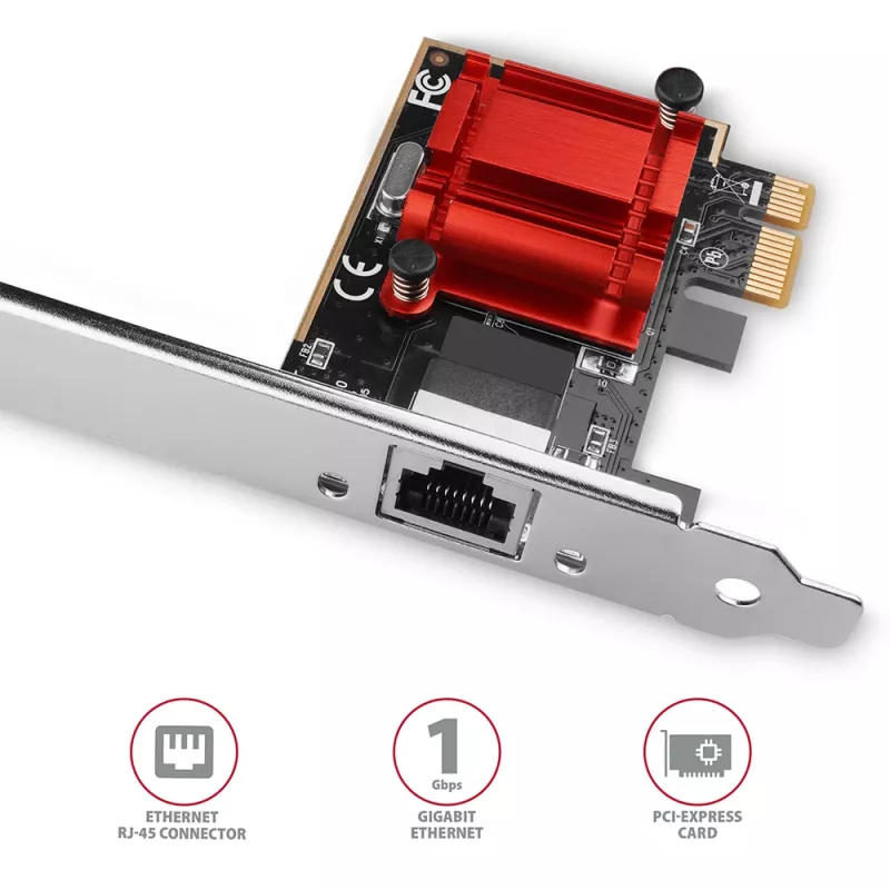 AXAGON PCEE-GIX placa de rede PCIe Gigabit Ethernet, Intel I210-AT