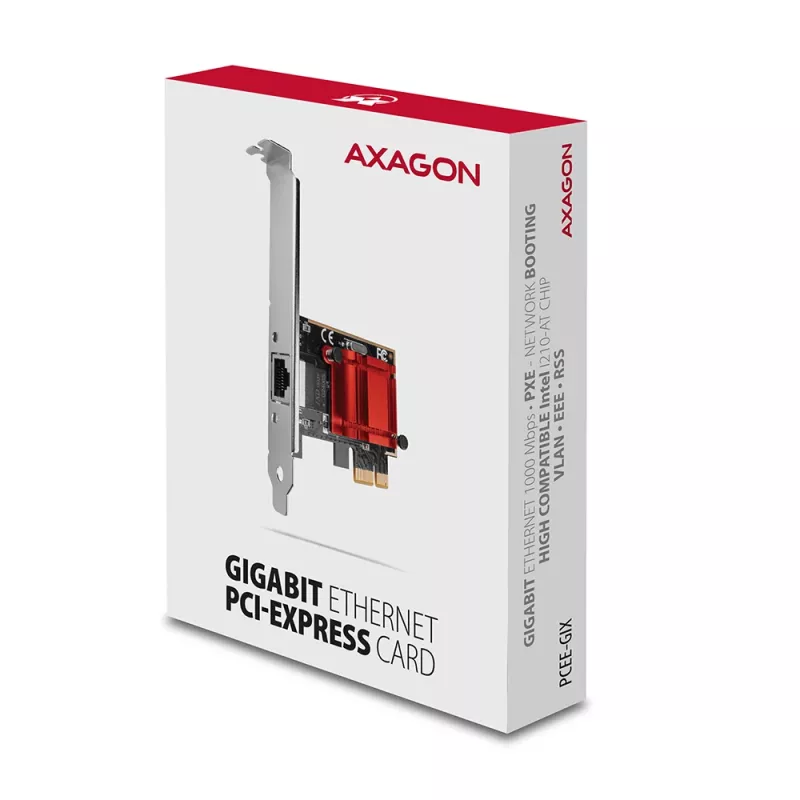 AXAGON PCEE-GIX placa de rede PCIe Gigabit Ethernet, Intel I210-AT