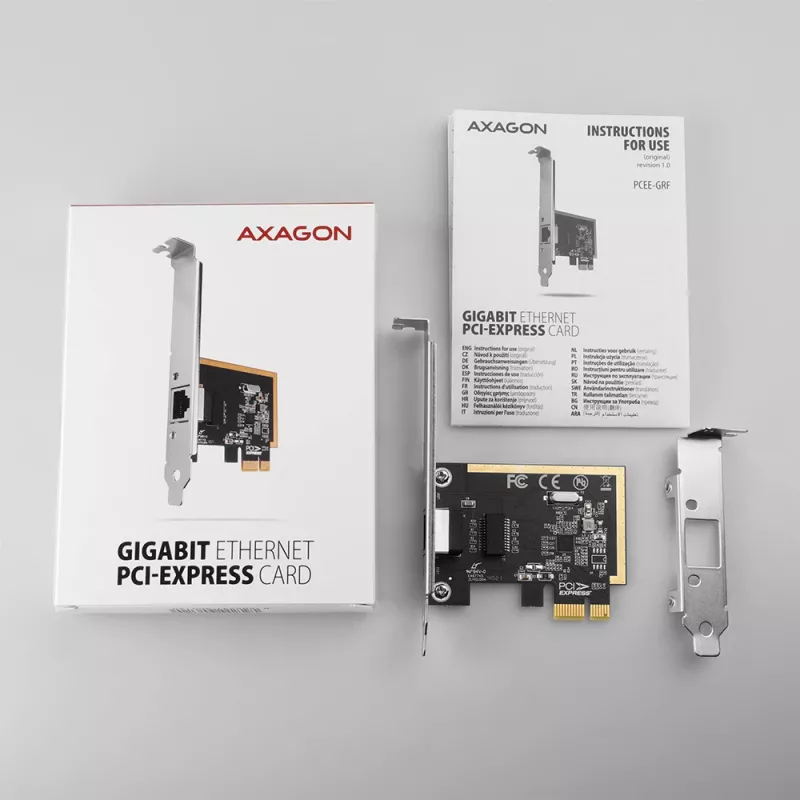 Axagon PCEE-GRF PCIe - adaptador Gigabit Ethernet Realtek 8111F incl. SP & LP