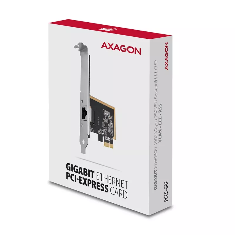 Axagon PCEE-GRF PCIe - adaptador Gigabit Ethernet Realtek 8111F incl. SP & LP