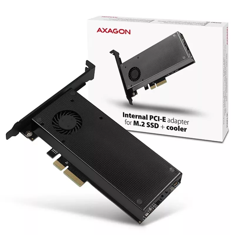 Axagon PCEM2-DC PCIe x4 - adaptador para slot M.2 NVMe M-Key + SATA B-Key com dissipador, SP & LP