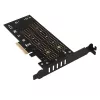 Axagon PCEM2-DC PCIe x4 - adaptador para slot M.2 NVMe M-Key + SATA B-Key com dissipador, SP & LP