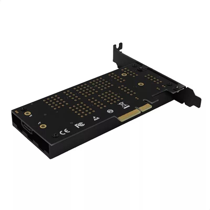 Axagon PCEM2-DC PCIe x4 - adaptador para slot M.2 NVMe M-Key + SATA B-Key com dissipador, SP & LP