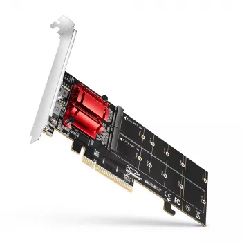 Axagon PCEM2-ND PCIe x8 - adaptador duplo para slot M.2 NVMe M-Key, RAID, dataswitch, com SP & LP