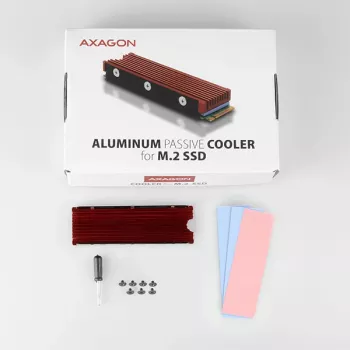 Dissipador passivo de alumínio Axagon CRL-M2 para todas as SSD M.2, tamanho 2280, 12 mm de altura.