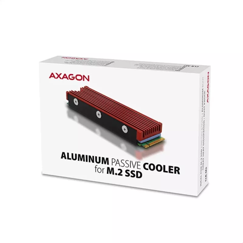 Dissipador passivo de alumínio Axagon CRL-M2 para todas as SSD M.2, tamanho 2280, 12 mm de altura.