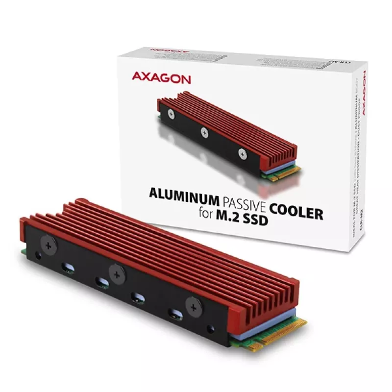 Dissipador passivo de alumínio Axagon CRL-M2 para todas as SSD M.2, tamanho 2280, 12 mm de altura.