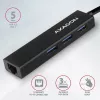 Hub multiporta Axagon HMA-GL3A USB 3.0 Type-A Gbit-LAN 3x USB-A microSD com fio USB 3.2 Gen 1 (3.1 Gen 1) Type-A preto