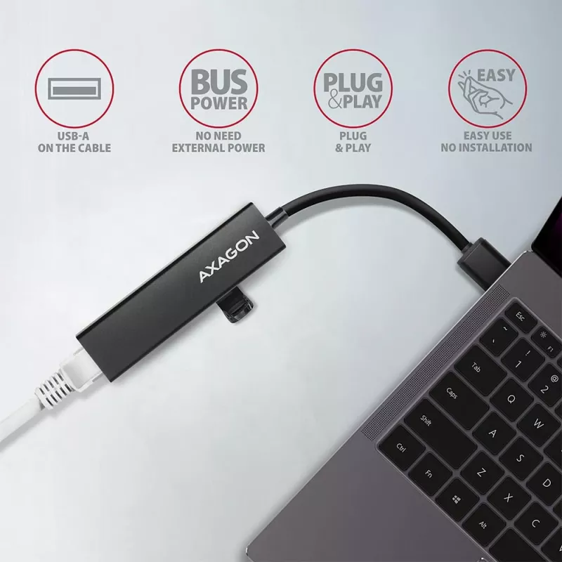 Hub multiporta Axagon HMA-GL3A USB 3.0 Type-A Gbit-LAN 3x USB-A microSD com fio USB 3.2 Gen 1 (3.1 Gen 1) Type-A preto