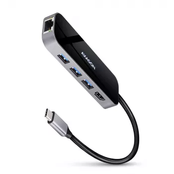 Hub Axagon HMC-6GL USB 3.2 Gen 1, 3x USB-A, HDMI 4K/30Hz, RJ-45, PD 100W, cabo USB-C de 20 cm