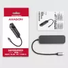 Hub Axagon HMC-6GL USB 3.2 Gen 1, 3x USB-A, HDMI 4K/30Hz, RJ-45, PD 100W, cabo USB-C de 20 cm